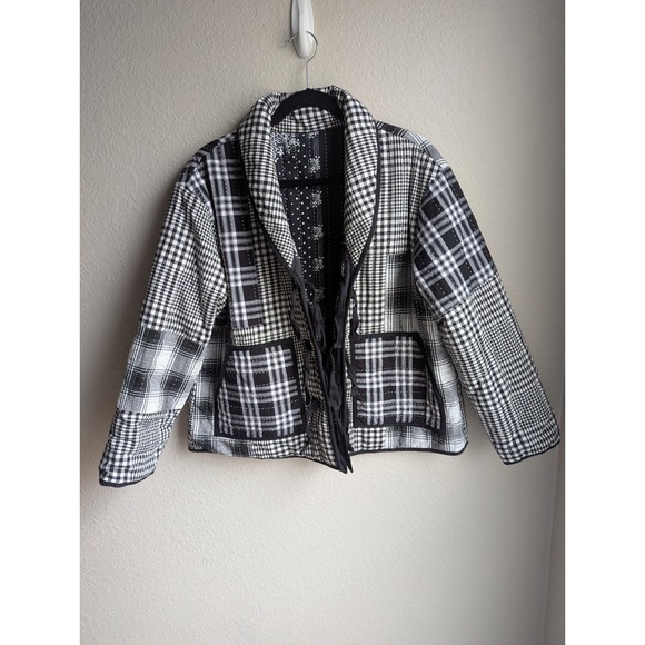 The Great Reversible‎ Quilted Jacket size S Black Patchwork Western Cozy Boho - Picture 6 of 9